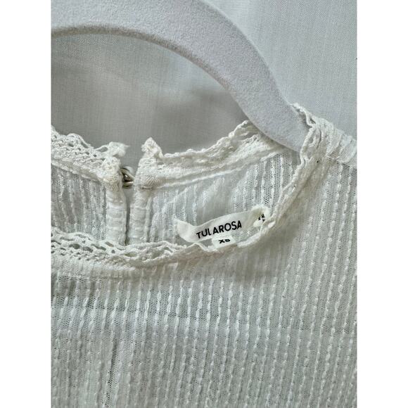 Tularosa Clayton Embroidered Eyelet Flutter Sleeve Mini Shift Dress White XS - Picture 7 of 8